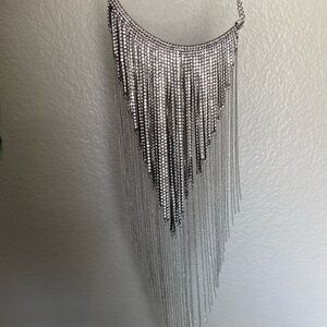 Silver fancy necklace! Only wore twice to a wedding!! Great condition